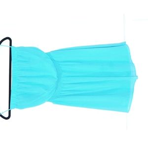 Express Teal Strapless Dress